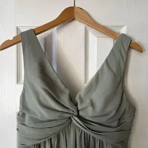 green emerald velvet dress Santiago Cut-Out Ruffle Maxi Dress Sage XXL